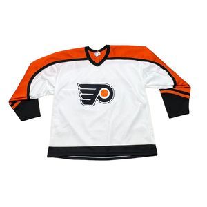 Vtg White CCM Sewn Philadelphia Flyers NHL Hockey Jersey Adult XL